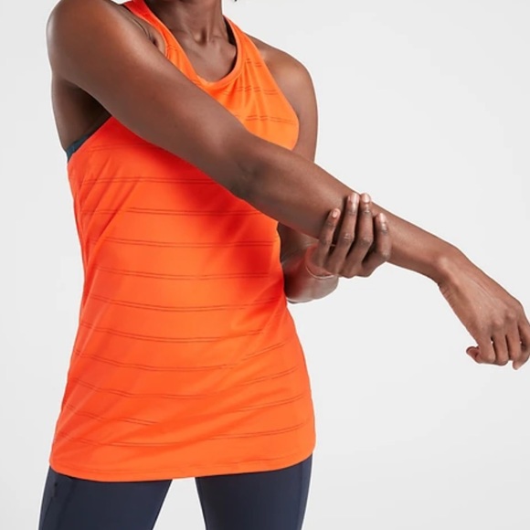 Athleta Tops - Athleta High Neck Chi Double Stripe Tank in Bolero Orange